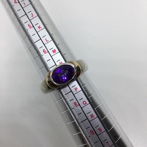 Lorenzo Sterling Silver & 18k Amethyst Ring, Sz 7 - Picture 5 of 5